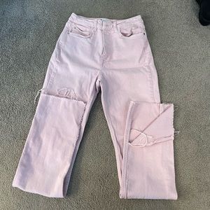 Zara Pink Split Hem Jeans